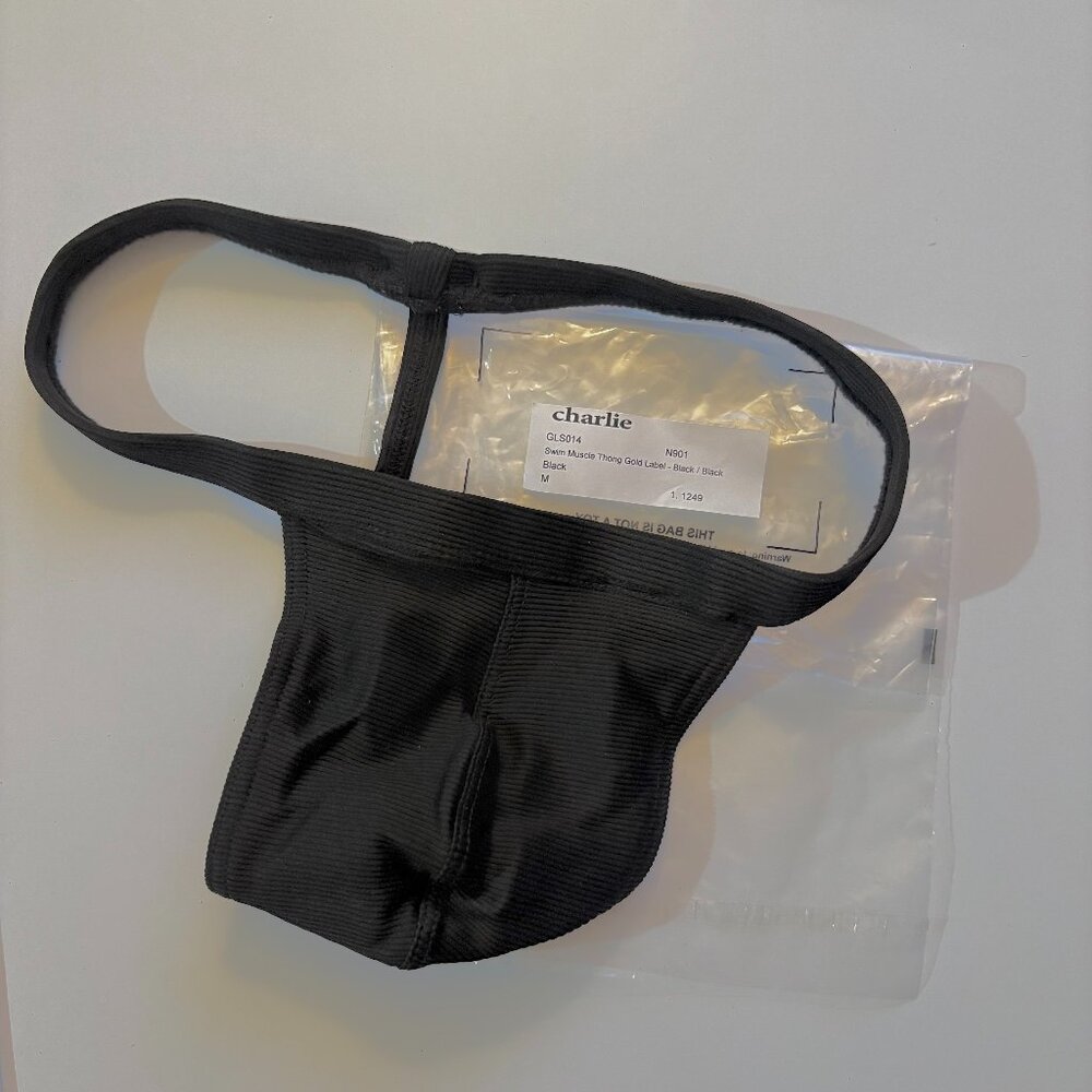 Charlie Swim Thong Gold Label - Black / Black - Picture 3 of 4